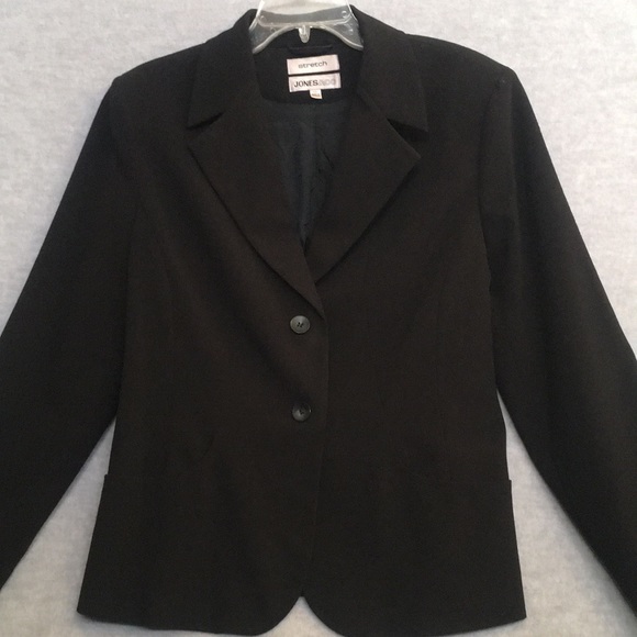 Jones & Co Stretch 2 Button Fully Lined Jacket w/Classic Lapels & Slight Peplum - Picture 1 of 16